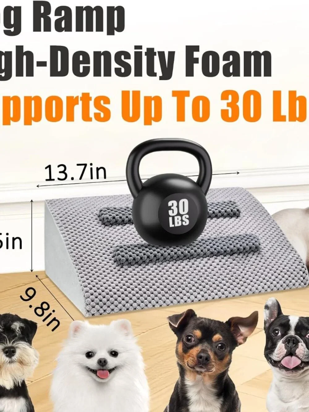 Dog Ramp for Stairs with Anti-Slip Bump for Small & Senior Dogs and Cats